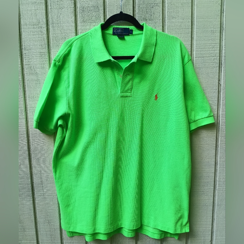 Vibrant Green Polo Ralph Lauren Classic Fit Polo Shirt - Size L" Pre-Owned